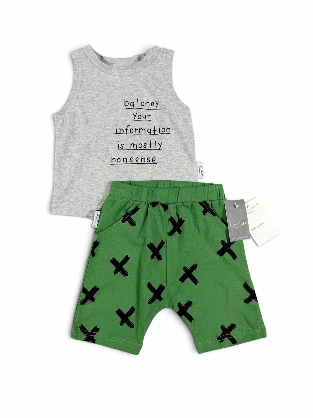 Tiny Tribe Graphic Tank & X Print Shorts Set Size 3–6 Months